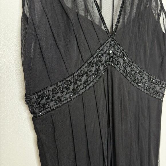 ICE Size 4 Black Mesh Cocktail Dress Vintage Gatsby Glam Fairy Whimsy Goth Y2K - Picture 3 of 10